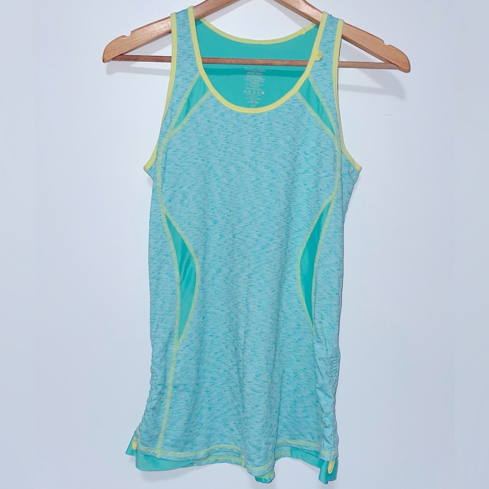 Sweaty Betty | British Design Ocean Green and Yellow Racerback Tank Top
